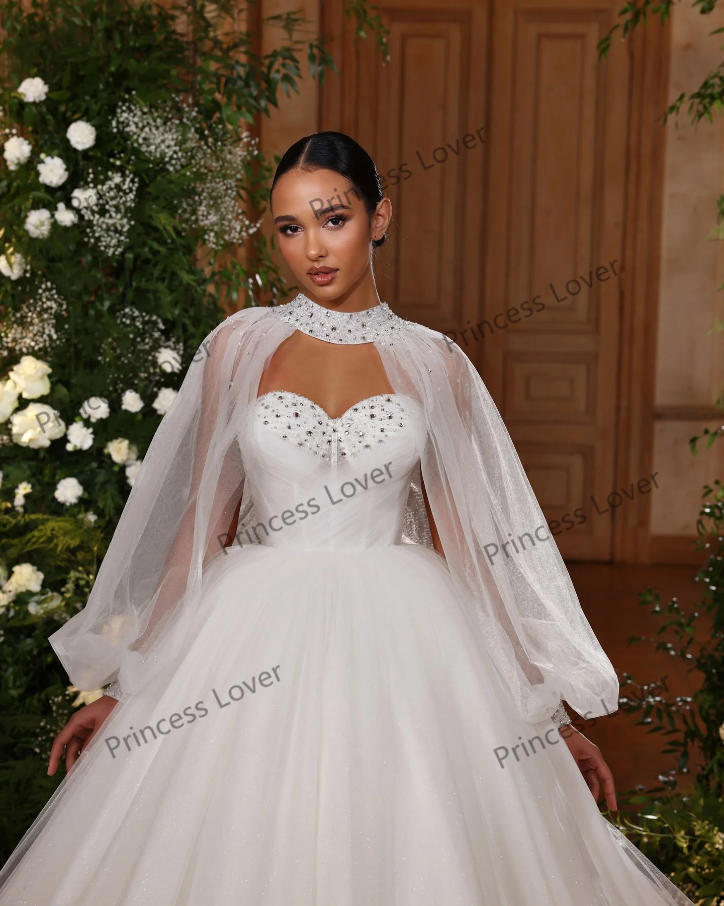 Personalizado doce espartilho vestidos de casamento feminino tule longo vestidos de noiva com capa princesa retro robe de mariage