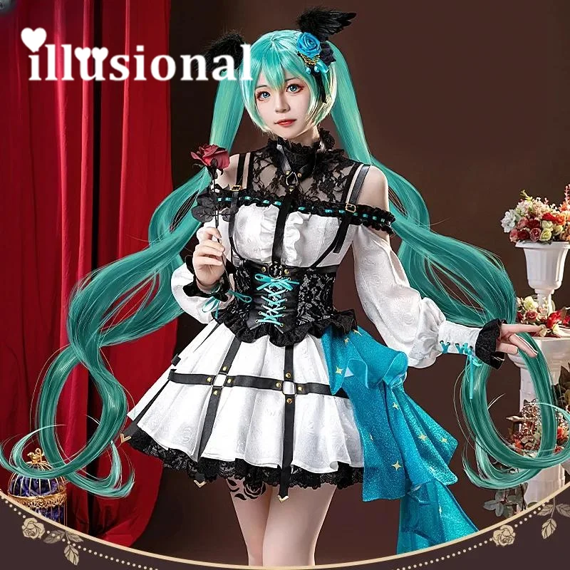 illusional Miku Cosplay Costume Rose miku lovely Lolita Dress female Halloween Costumes