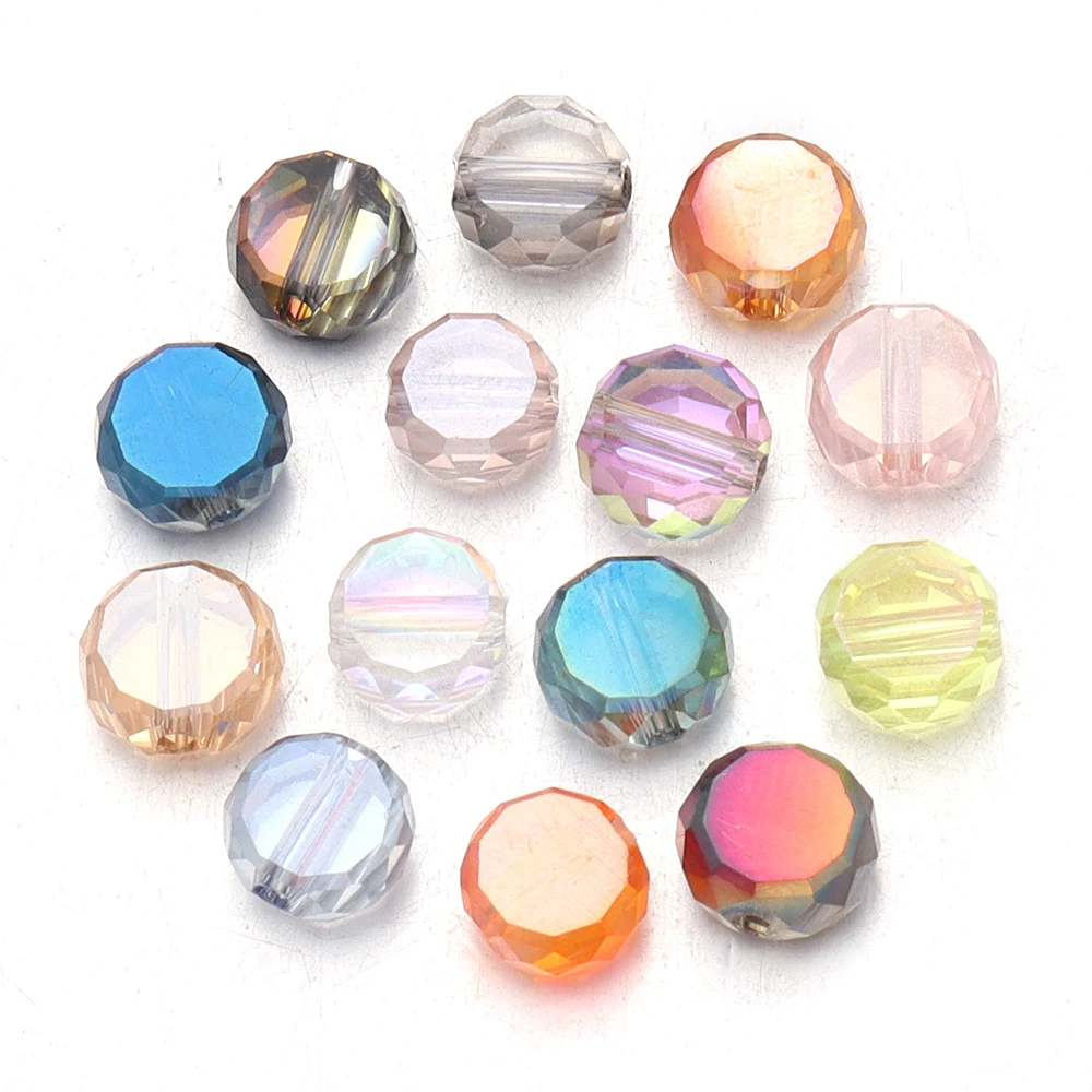 30 Stück 8mm flache, runde, facettierte Kristallglasperlen, scheibenförmige lose Abstandsperlen für die Schmuckherstellung, DIY-Armband-Zubehör – Detail 4