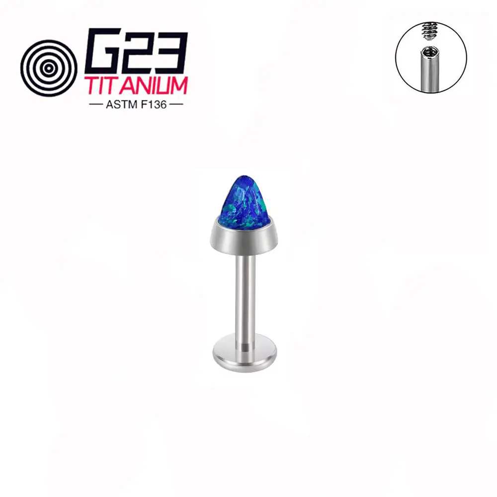 Luxury G23 ASTM F136 Titanium Nail Nose Stud Labret Internally Threaded Stud Earrings Body Piercing Women Jewelry