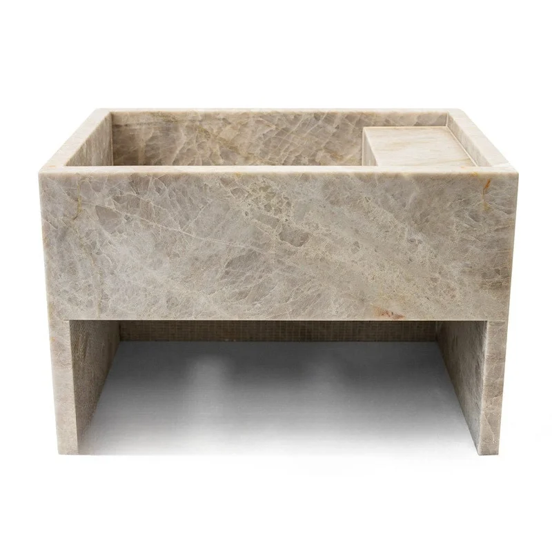 Nordic Fashion Stone Laundry Room Sink Light Yellow Marble Sink Basin Natural Stone Marble Sink