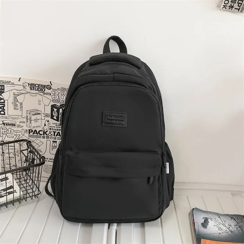 Women's Backpack Solid Color Female Multi-pocket Casual Woman Travel Bag Schoolbag for Teenage Girl Book Knapsack