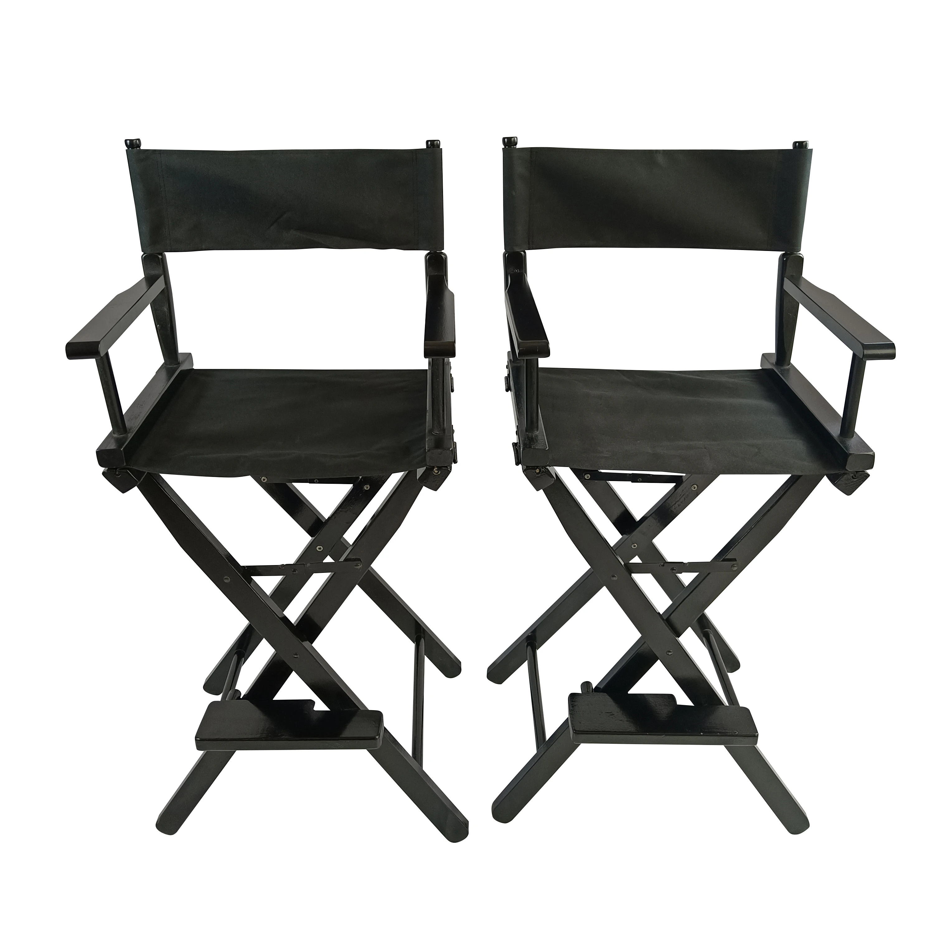 Casual Home Director's Chair, Black Frame/Black Canvas,Suitable for adults, foldable style, 2pcs/set populus