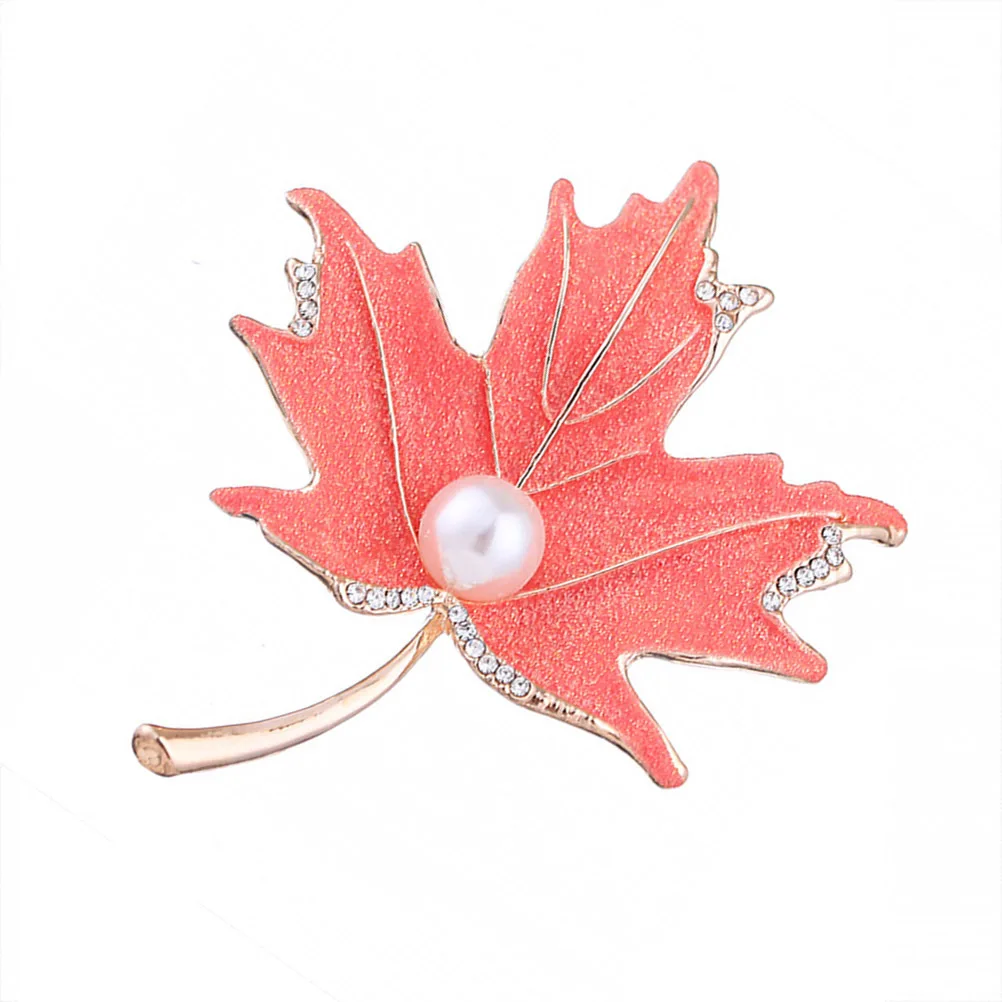 

1pc Maple Leaf Brooch With Pearl Rhinestone Inlaid Breastpin Chic Women Jewelry Accessory For Daily Wear Wedding Party