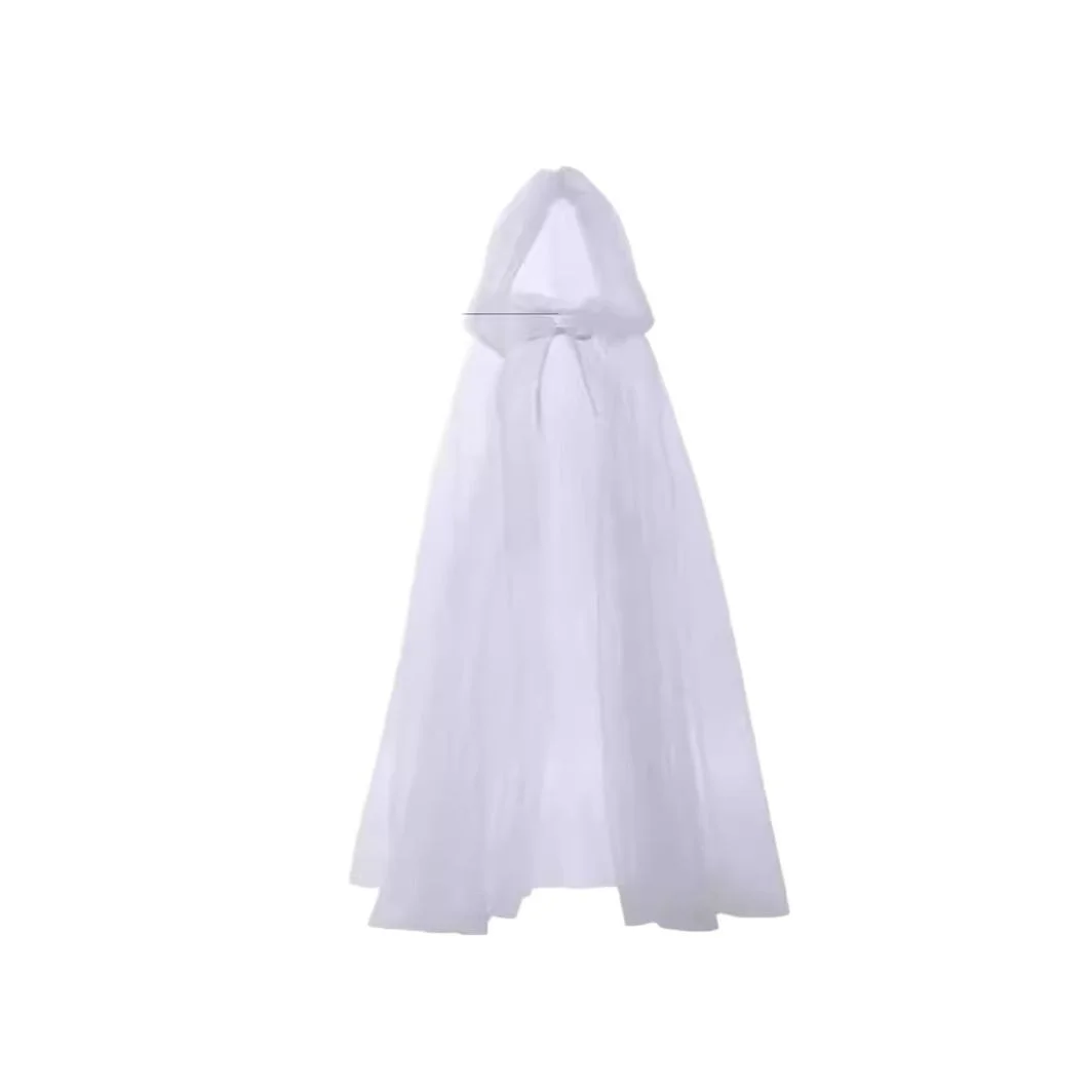 Capa Transparente de Malla con Capucha, Disfraz para Actuación, loween, Novia Vampiro, Túnica de Color Puro, Disfraz de Br...