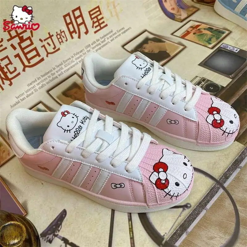 Kawaii Sanrio Anime Cotton Sneakers Cute Hello Kitty Cartoon Fashion Good-Looking Leisure Versatile Skate Shoes Gifts for Girls