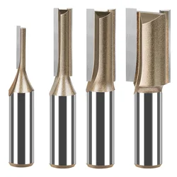 1/2in Shank Straight Router Bit Single Double Flute Bit Tungsten Carbide Milling Cutter Woodworking Tool