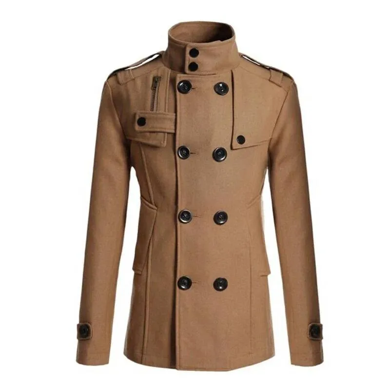 Hommes Long hiver chaud laine pardessus mode décontracté revers bouton Gentleman pour homme haute rue couche de finition