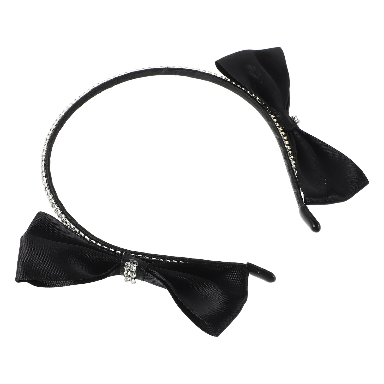 

Black Bow Headband for Women Rhinestone Embellished Elegant Sparkly Hairband for Parties Weddings Daily Wear Bowknot Hairband