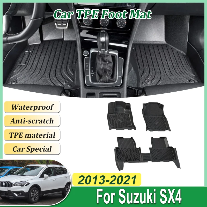 

Автомобильный коврик с левым рулем для Suzuki SX4 S Cross JY 2013 ~ 2021 TPE, панель для ног, коврик для салона, полный Tappeto, аксессуары против царапин