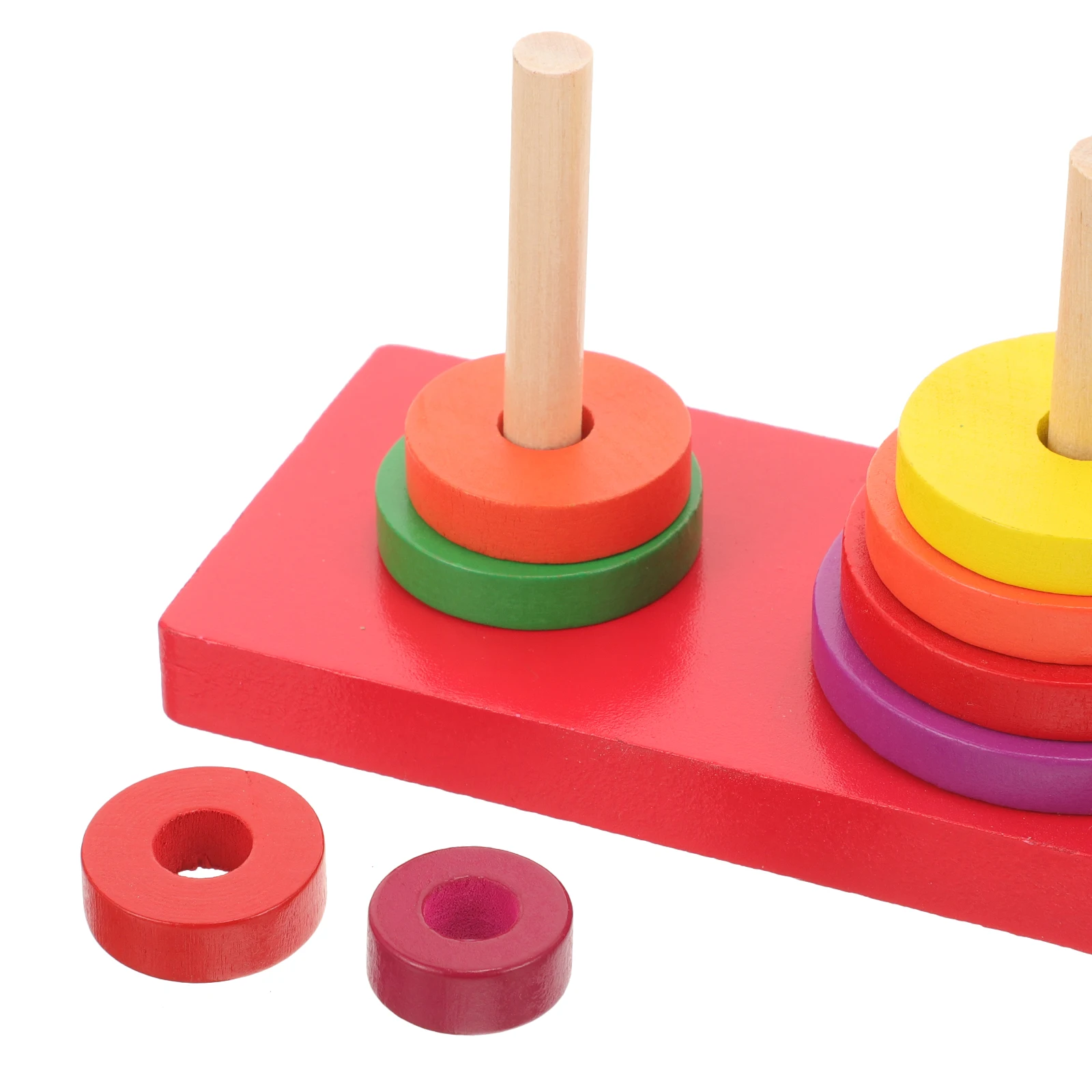 1 ensemble 1 ensemble d'anneaux empilables en bois arc-en-ciel, Puzzle éducatif pour les tout-petits et les enfants, tour de blocs de développement de reconnaissance de taille de couleur