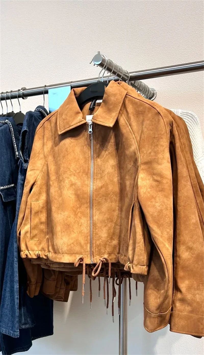 سترة نسائية خريف جديد الجمل كم طويل الصوف طية صدر السترة سترة بسيطة عادية شخصية الموضة متعددة الاستخدامات