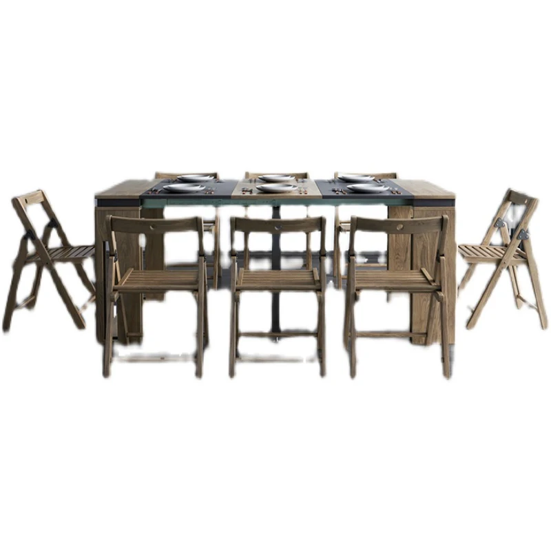 

Retractable dining table, side cabinet, integrated multi-functional household small apartment, invisible furniture against