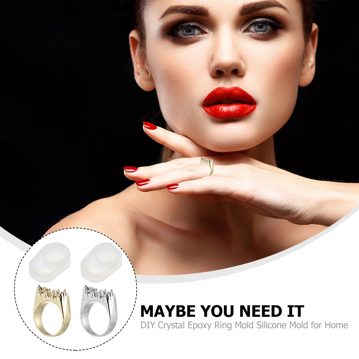 

1Set Crystal Epoxy Ring Mold Silicone Mold Silver Golden for DIY Jewelry Making Kit Handmade Supplies for Earrings Necklace