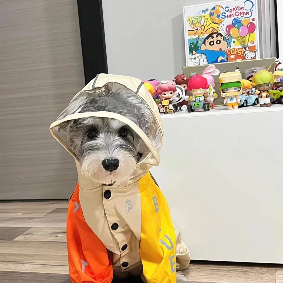 Pet Raincoat Waterproof Four Legged Workwear Contrasting Color Splicing Windproof Handsome Cat Dog Teddy Dog Coat