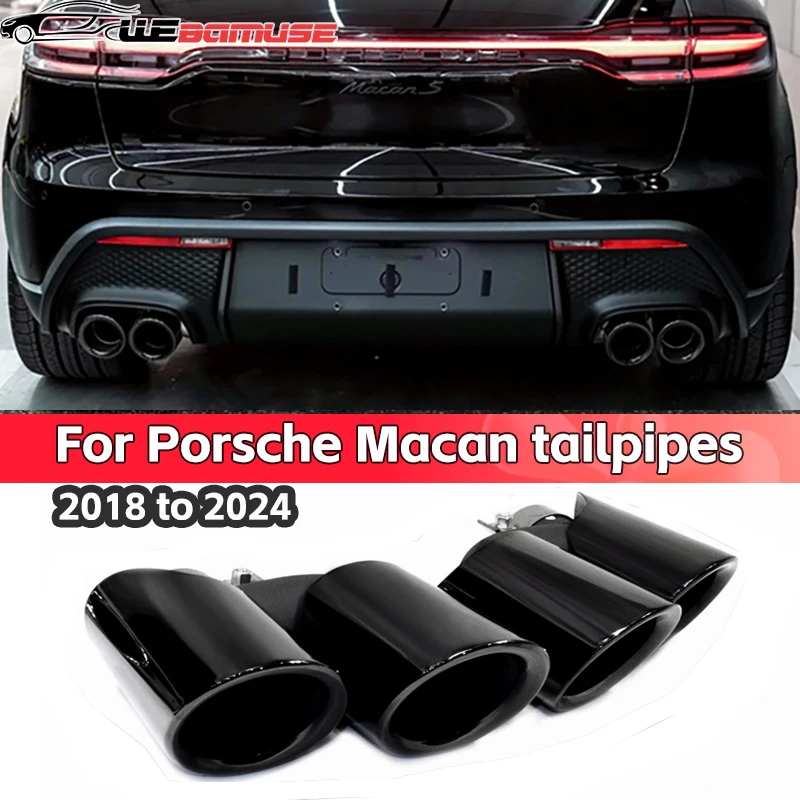 

1 Pair/Lot Car Exhaust Tip For Porsche Macan 2.0t 2018-2024 Quad Muffler Tip Exhaust System Nozzle Black Tailpipe