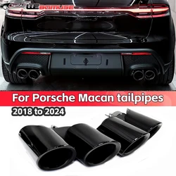 1 Pair/Lot Car Exhaust Tip For Porsche Macan 2.0t 2018-2024 Quad Muffler Tip Exhaust System Nozzle Black Tailpipe