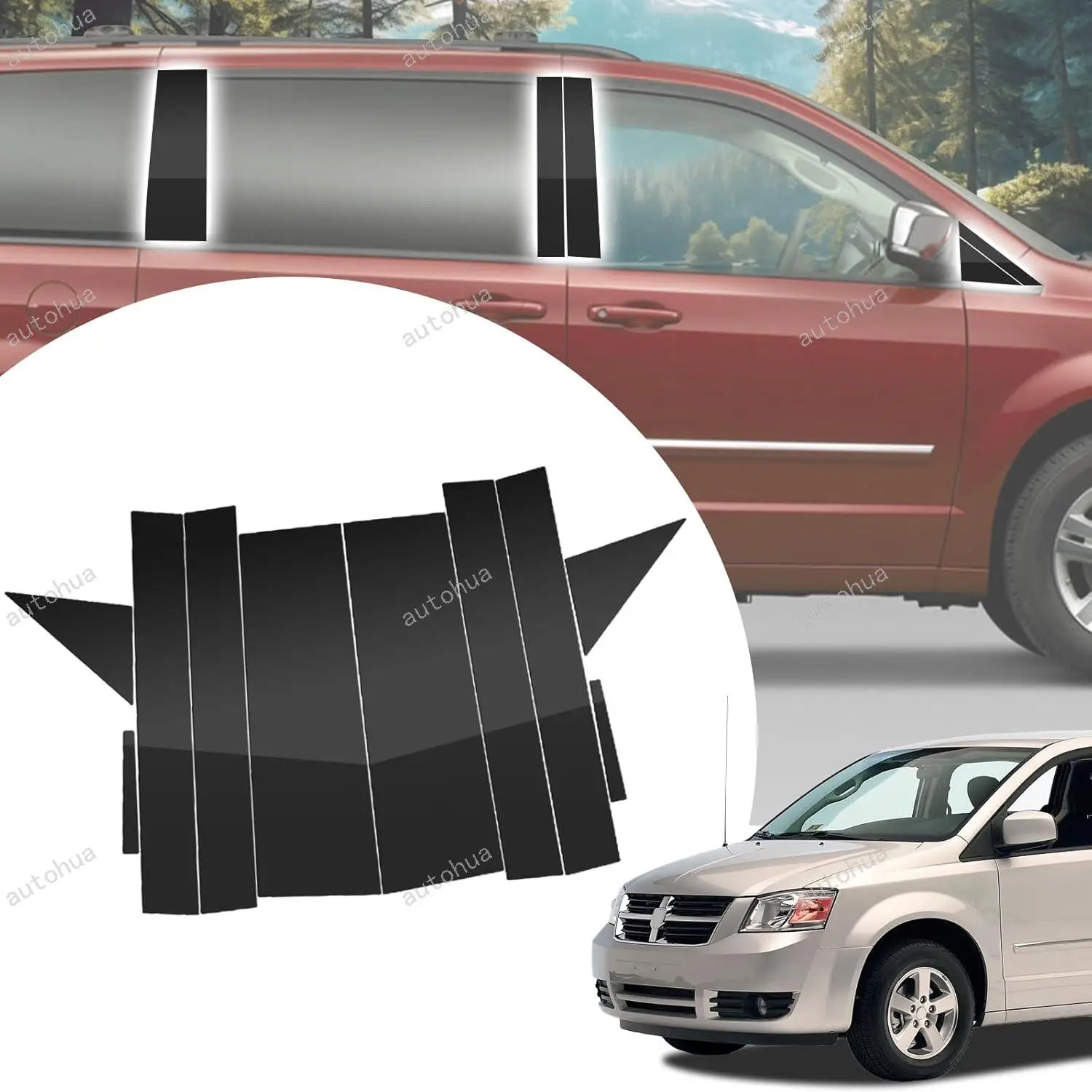 

Door Pillar Post Trim for Dodge Caravan 2008-2009 Side Door Pillar Anti Scratch Glossy PC Stickers Cover Moldings 6-pcs