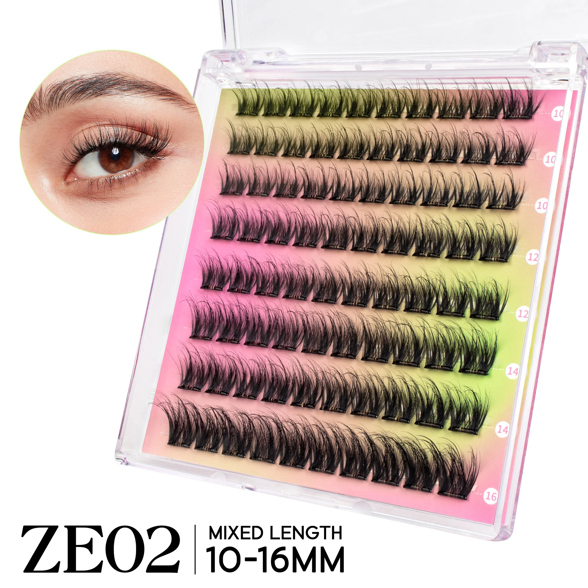VYRILA Selbstklebende Cluster-Wimpern, kleberfrei, DIY, individuelle Wimpernverlängerung, natürliche weiche Wimpern, kein Kleber erforderlich, segmentierte Wimpern