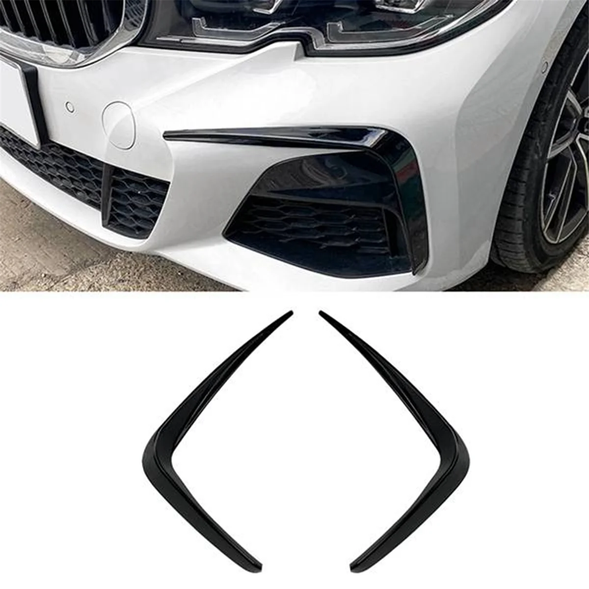 Car Front Bumper Splitter Spoiler Trim Fog Light Canard for BMW 3 Series G20 M Sport 320I 325I 2019-2022, B