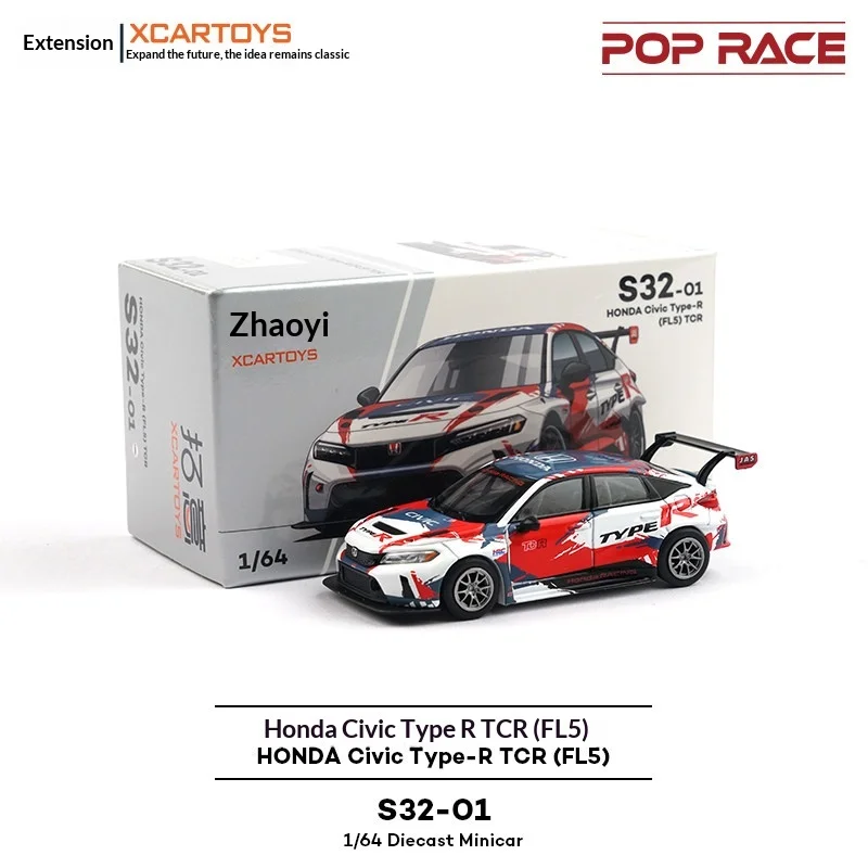 

TaoYi POPRACE Alloy 1/64 Honda Civic Type R FL5 Racing Car Model Collectible Diecast Desktop Decoration Sports Coupe