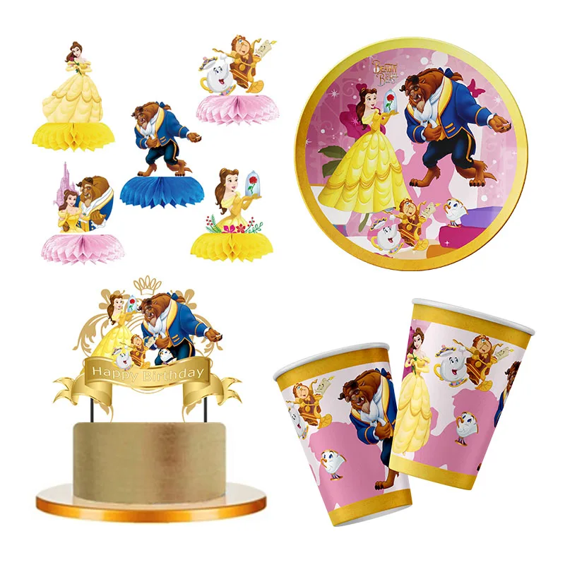 

Disney Beauty and the Beast Princess Bell Party Decoration Foil Latex Balloon Water Bottle Sticker Straw Spieal Baby Shower