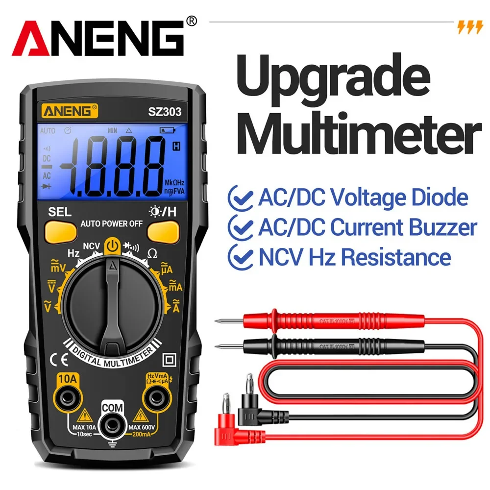 ANENG SZ303 Multimeter 1999 Count Digital AC/DC Voltage  Current Resistance High Precision Professional Electrical Tester Tools