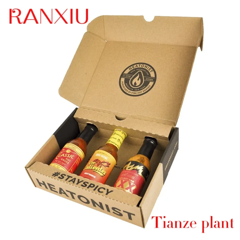 Custom Custom cardboard chili hot sauce packaging shipping box folding soy sauce bottle box packaging for hot sauce