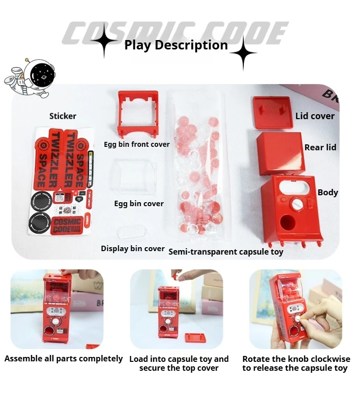 11cm Diy Mini Twisting Egg Machine Blind Box Need To Assemble Small Blind Box Stress Relief Diy Gift Ornament Decor Trendy Gift - view 5
