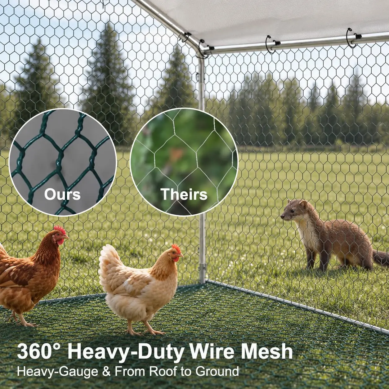 Walk-in Chicken Coop Heavy-Duty PVC-Coated Wire Mesh Poultry Cage Outdoor Backyard Farm Use, Customized