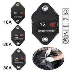 Interruptor de circuito para autocaravana, inversor de fusibles con botón de Reinicio Manual, sistema eléctrico Camper, 12V-32V CC, 10A/15A/20A/30A/40A/50A