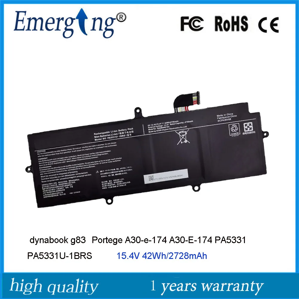 

15.4V 42Wh PA5331U-1BRS Laptop Battery For Toshiba Dynabook Portege A30-E Tecra A40-e1420 X30l-g-11r PA5331 4ICP4/63/68