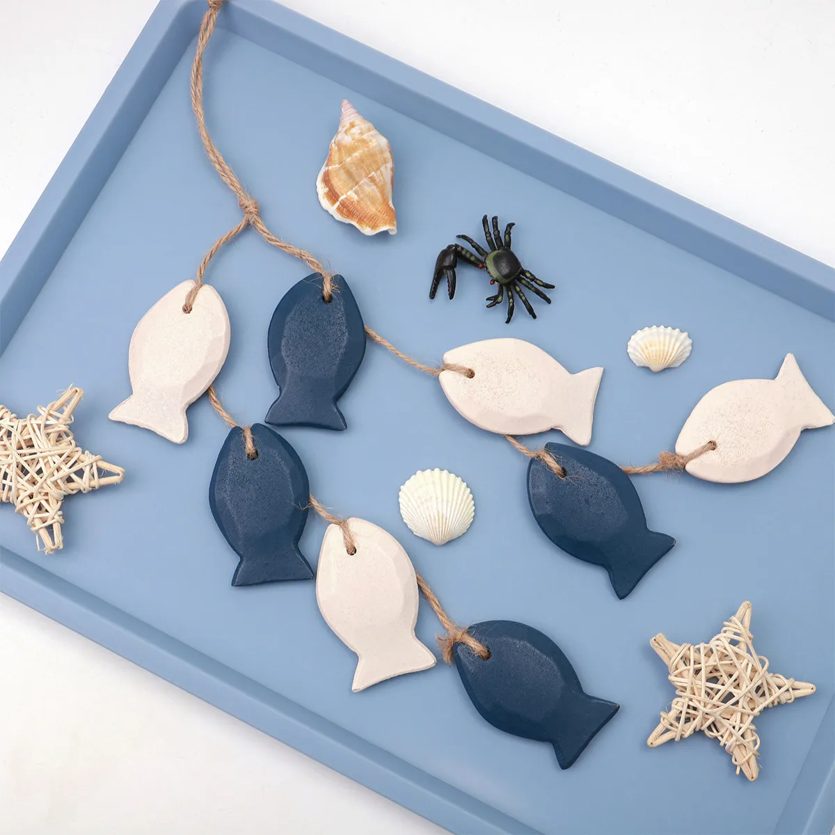 Vintage Small Fish Wall Hanging Craft Handmade Wood Decoration for Indoor Outdoor Use Perfect Beach Theme Room Decor Wall
