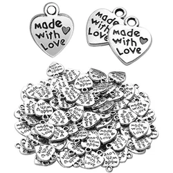 10x12mm 100Pcs Alloy Heart-Shaped Accessory Pendant Handmade DIY Jewelry Bracelet Necklace Jewelry Heart Pendant