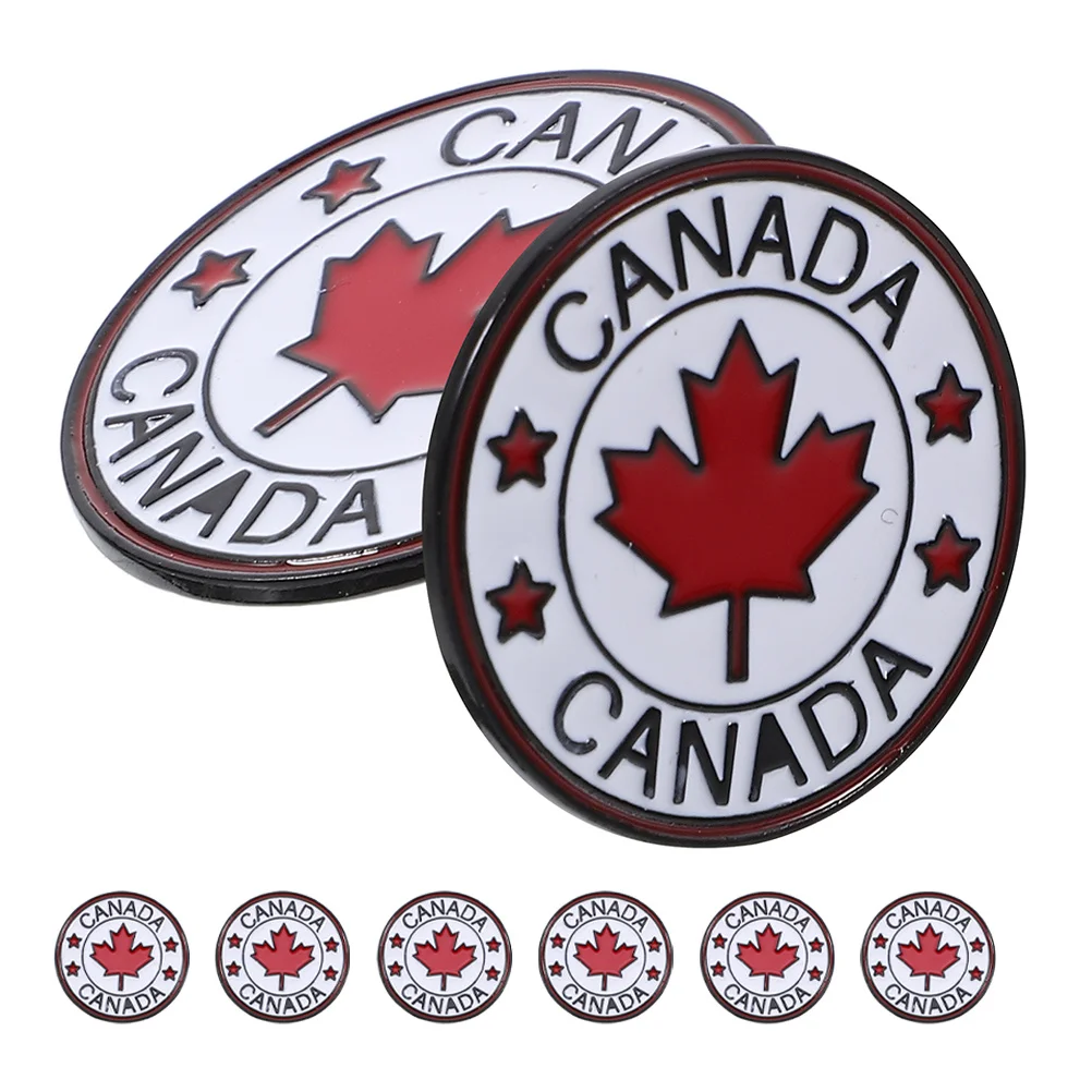 

8pcs Chest Pin Round Badge Durable Zinc Alloy For Clothes Hats Bags Daily Travel Parties Canada Flag