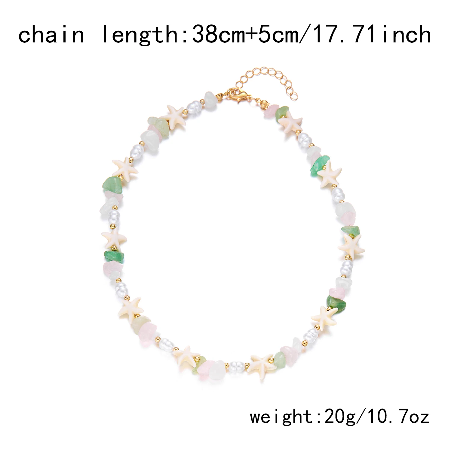 Unregelmäßige bunte Naturstein-Perlen-Halskette für Frauen, handgefertigt, böhmischer Seestern, Schlüsselbeinkette, Strandparty, Charm-Schmuck – Detail 2