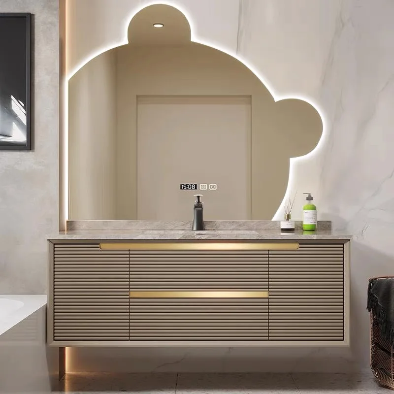 

Modern Luxury European Bathroom Furniture Gold Bathroom Vanity Bathroom Cabinet Lighting
