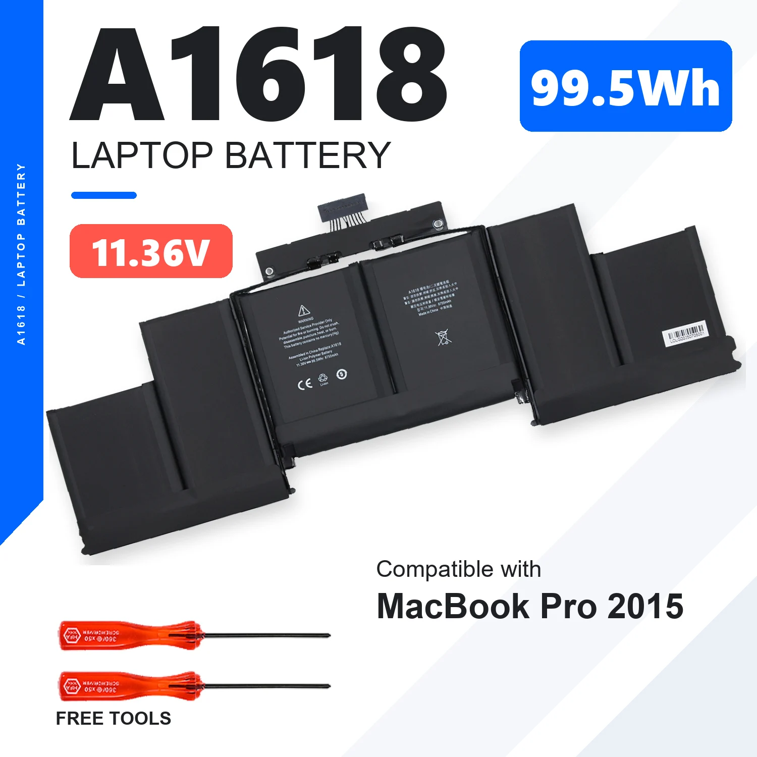 A1618/A1494/A1417 11.26V/10.95V 99.5Wh Laptop Battery For Apple MacBook Pro Retina 15 A1398 2012 2013 2014 2015