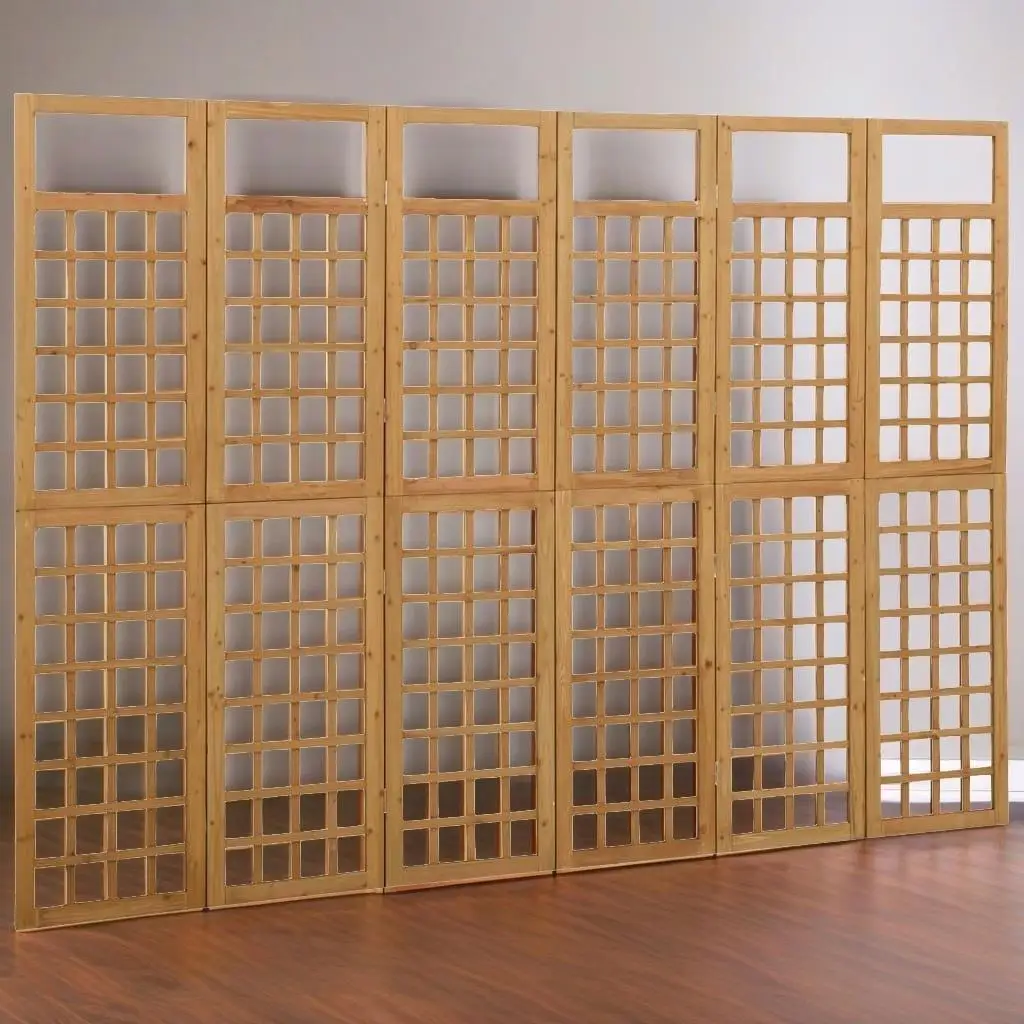 6-Piece Solid Wood Pine Room Divider/Screen 242.5x180 cm - Stylish Privacy Solution for Home Decor