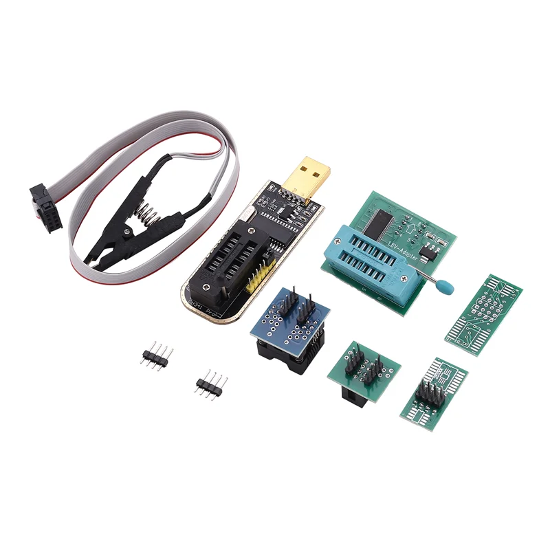 ABGI-CH341A BIOS USB Programmer SOP8 DIP8 1.8V Conversion Socket 8-Pin Test Clip Set For Iphone Or Motherboard