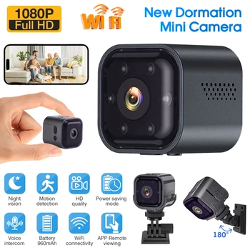 HD 1080P Mini Camera Power Saving WiFi Night Vision Motion Monitor Smart Nanny Camera Indoor Home Security Pet Cam Recorder AS03