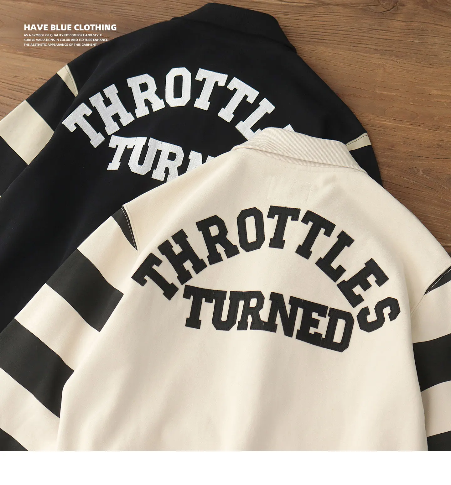 Autumn American Retro Heavyweight Half Open Collar Letter Printed Sweatshirts Men's Simple 100% Cotton Washed Loose Casual Coat