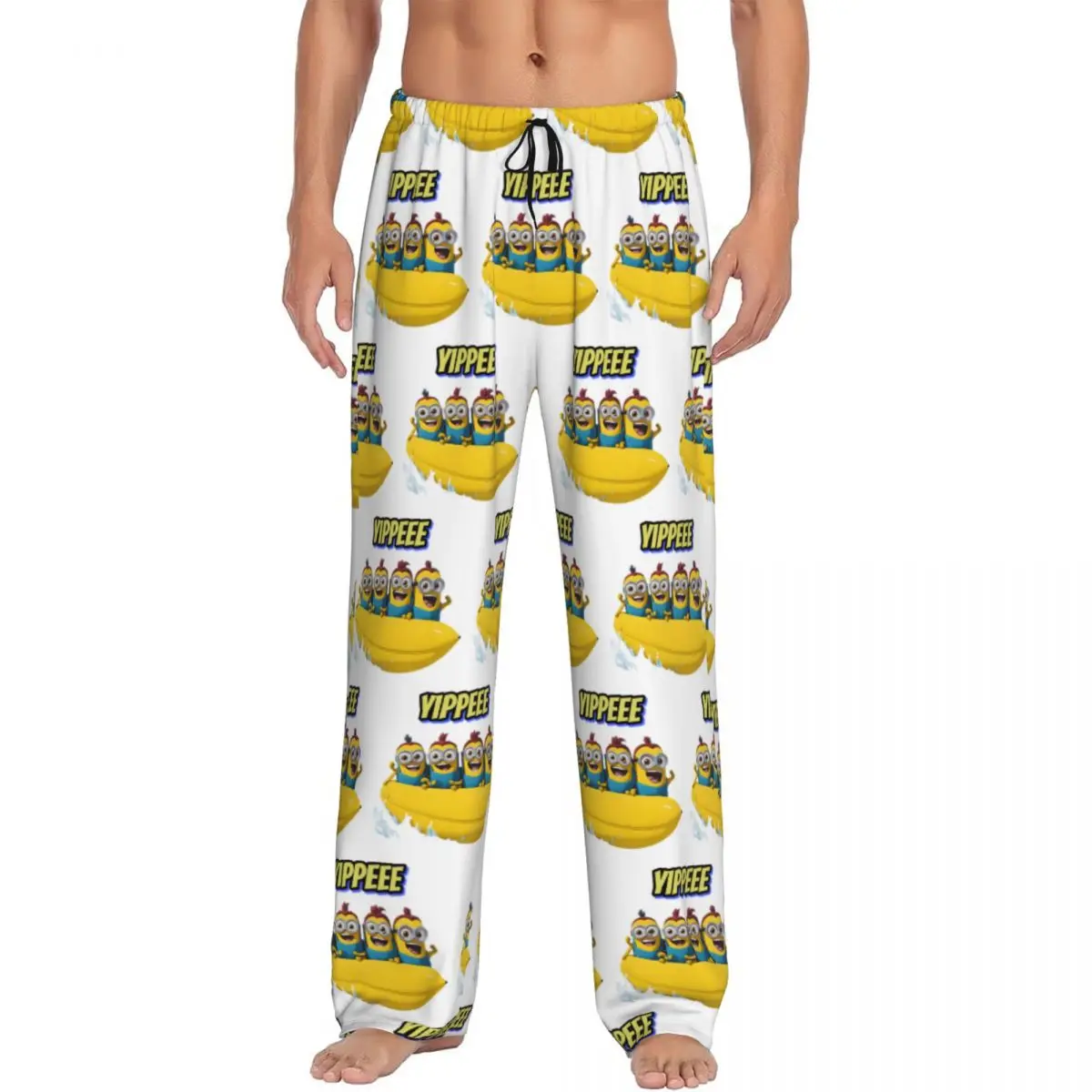 Custom Animated Comedy Movies Minions Pajama Pants for Men Lounge Sleep Stretch Sleepwear Bottoms with Pockets