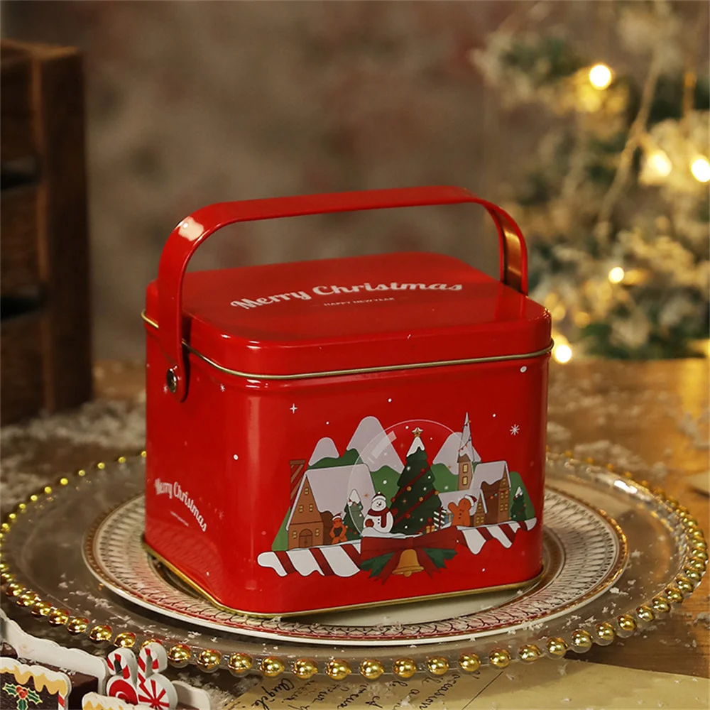 Große Kapazität Weihnachten Zinn Geschenk box Metall Candy Box quadratische Süßigkeiten Vorrats behälter für Urlaub Weihnachten liefert frohes neues Jahr – Detail 14