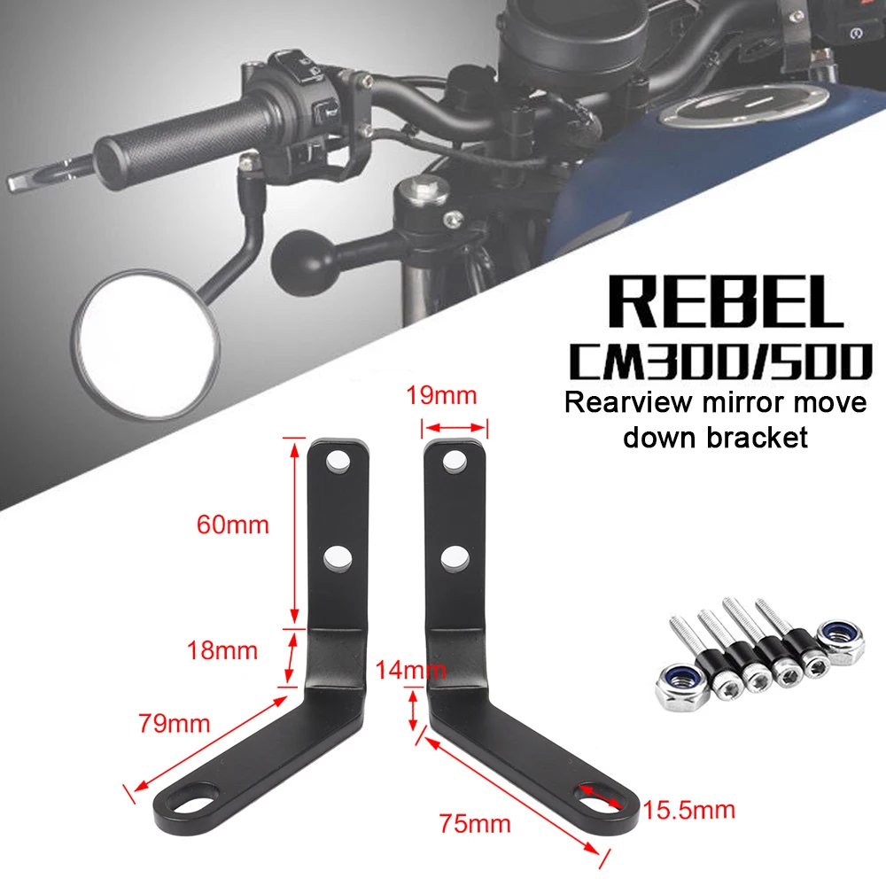 Für honda rebel 2017 cmx 2022 2007-2015 lenker rückspiegel seitlicher spiegel rückspiegel halterung halterung klemmen halter zubehör