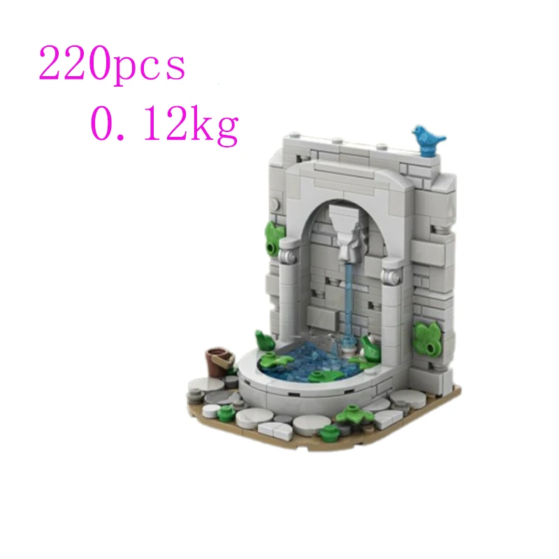 Spot pequenas partículas montagem blocos de construção MOC-186615 132385 bem medieval pequena fonte shi brinquedo educativo montagem modelo g