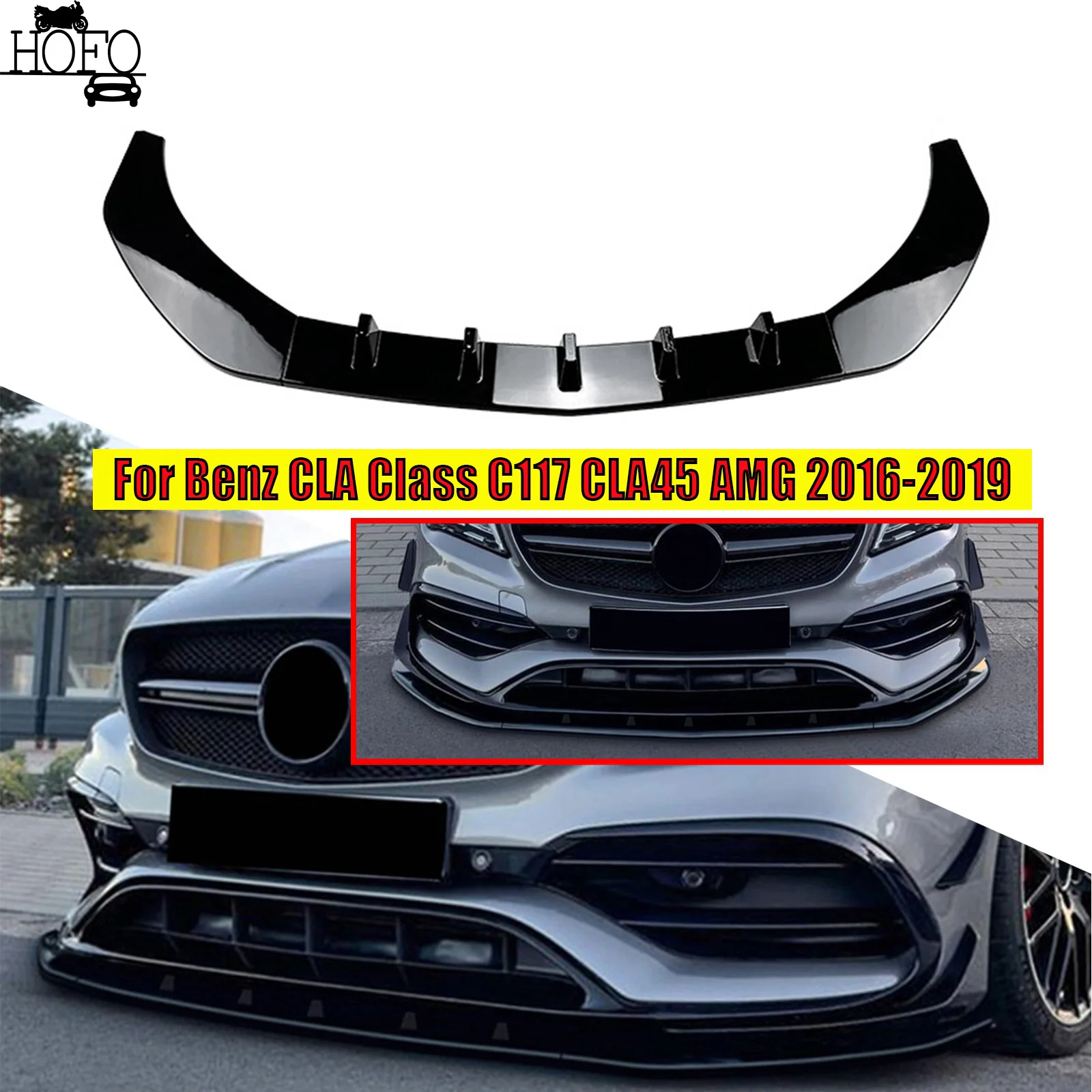 

Car Front Bumper Lip Spoiler Canard Diffuser Covers Body Kits Accessories For Benz CLA Class C117 CLA200 260 CLA45 AMG 2016-2019