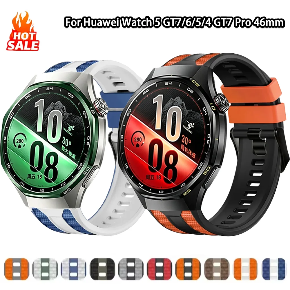 22mm Two-color Silicone Strap For Huawei Watch GT7/6/5/4 GT7/GT6 Pro 46mm Official Wristband Huawei Watch Ultimate 2/GT Runner 2