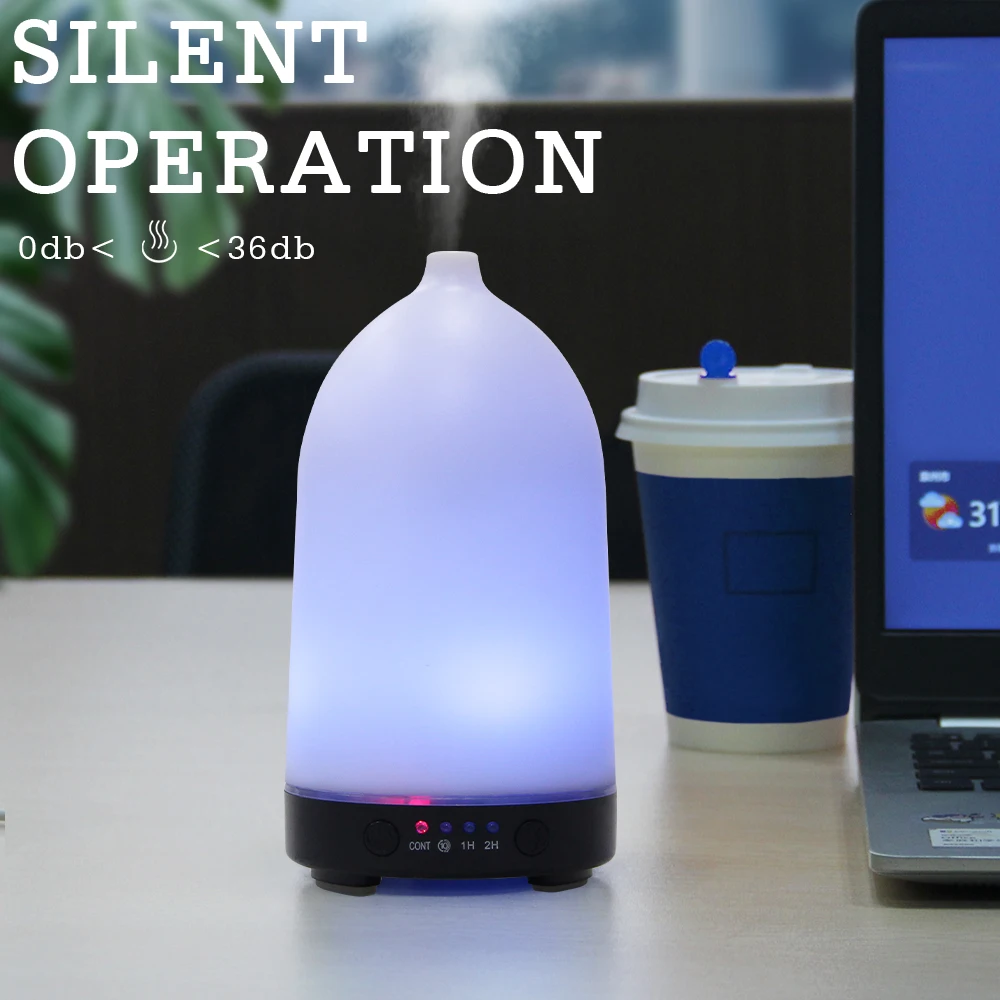100ML Essential Oil Diffuser Desktop Ultrasonic Air Humidifier Home Fragrance Aroma Diffuser with 7 LED Color Changing Light