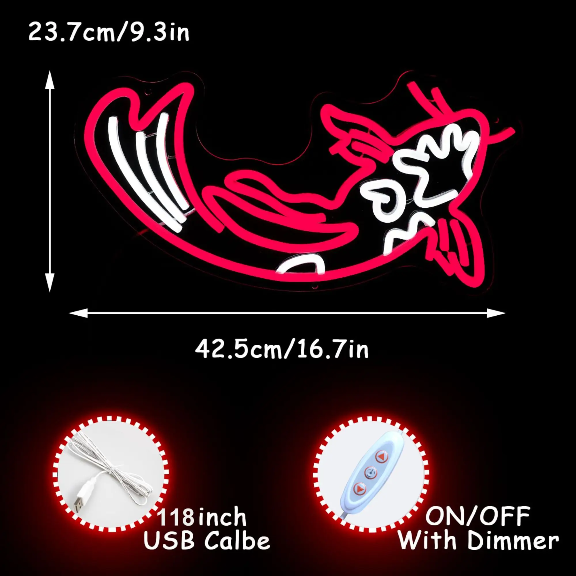 Koi Fish Neon Sign Koi Carp Neon Lights Japanese Fish Led Neon Red White Lucky Fish for Bar, Restaurant,Office,Living Room Decor